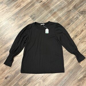 Lovely Melody Black Pinstripe Blouse